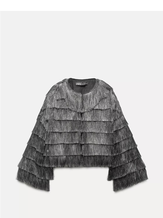 Zara Jackets & Blazers - Zara Silver Fringe Layered Jacket